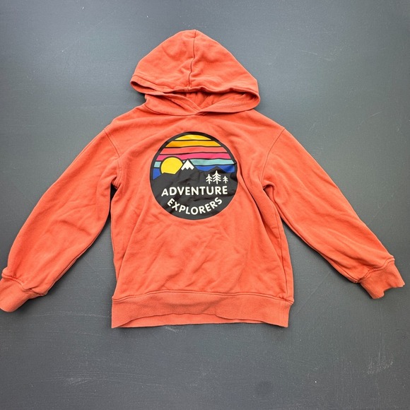H&M Kids Size 8–10 Youth Orange Adventure Explorers Graphic Hooded Sweatshirt - Picture 1 of 11